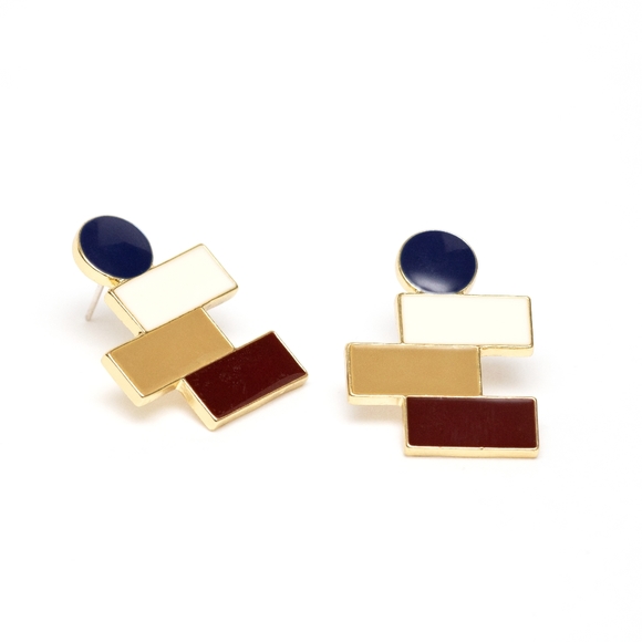 Stacked Geometric Earrings - Picture 2 of 4